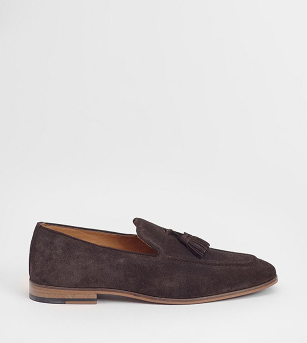 Suede Tassel Penny Loafers