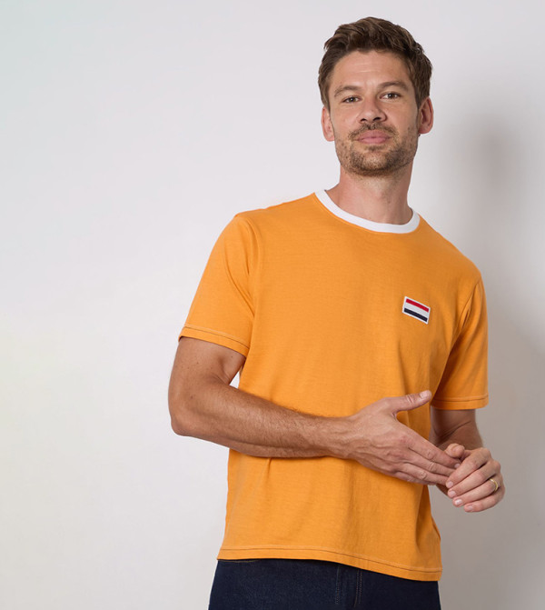 Netherland Flag Embroidered Crew Neck T-Shirt