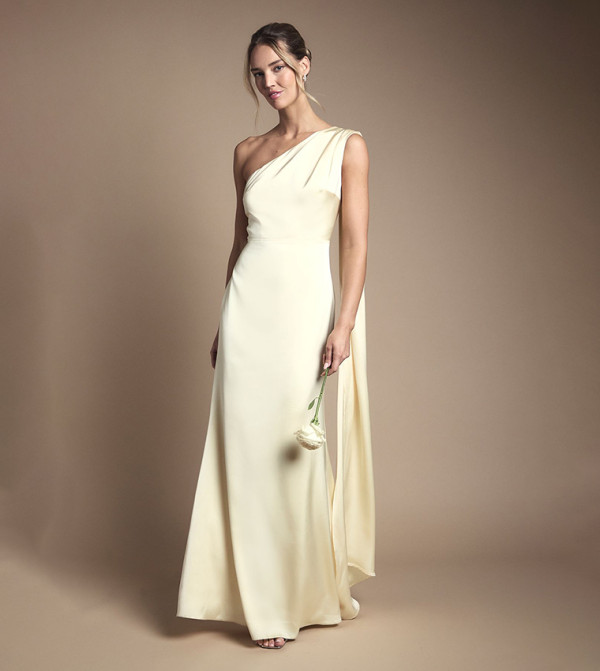 فستان ماكسي ساتان وان شولدر لوصيفات العروسة 