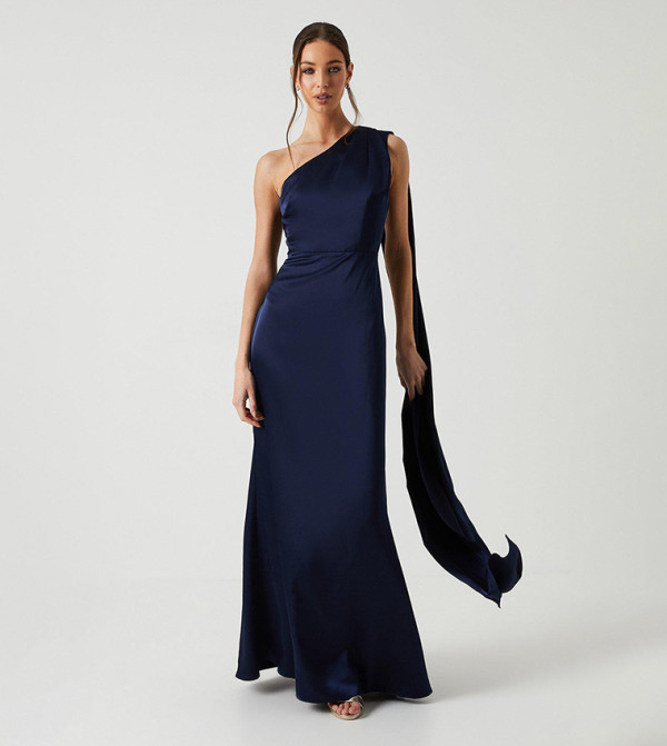 Drape Shoulder Detail Bridesmaids Dress