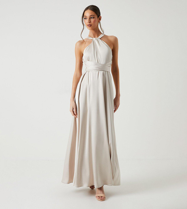 Twist Halterneck Satin Bridesmaids Dress