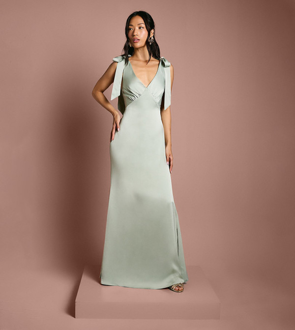 coast sage green dress Miss Circle Women Ucille Sage Green Embroidered Chiffon Maxi Dress main image 0