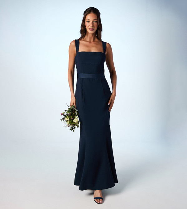 Strappy Satin Bridesmaid Dress with Tie Back Detail