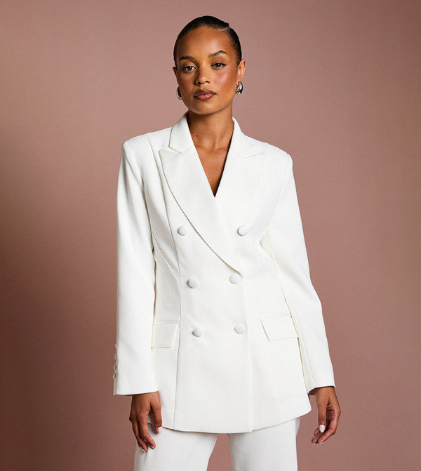 Petite Premium Hourglass Silhouette Double Breasted Blazer