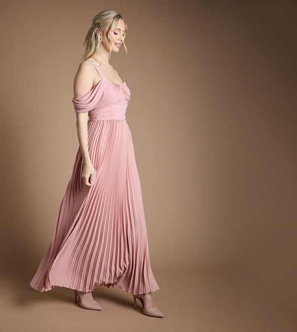 فستان ماكسي باردو بكسرات لوصيفات العروس