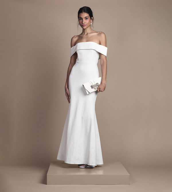 Ponte Bardot Maxi Bridal Dress