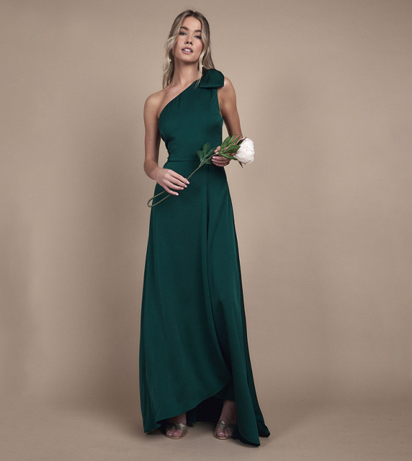 Teen Coast One Shoulder Bow Maxi Bridesmaid Dress