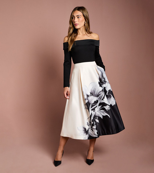 Solid Satin Trim Bardot Top