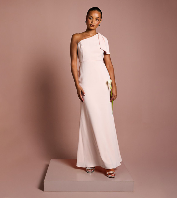 Coast Honoured Petite Bow One Shoulder Maxi Bridesmaid Dress