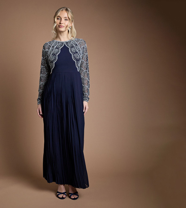 فستان ماكسي بكسرات لوصيفات العروسة 