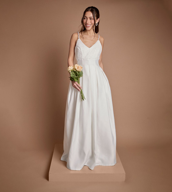 Beaded Embellished Full Skirt Wedding Dress