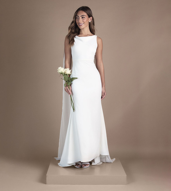 Petite Chiffon Cowl Back Detail Wedding Dress