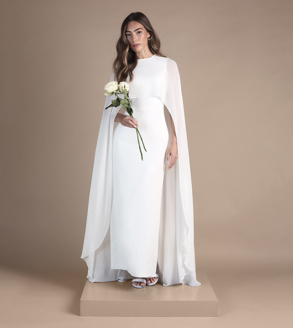 Cape Maxi Wedding Dress