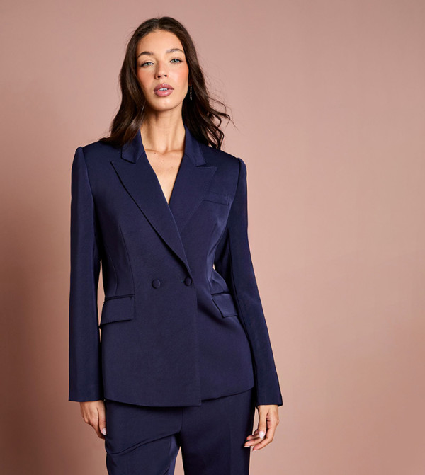 Stitch Detail Double Breasted Blazer