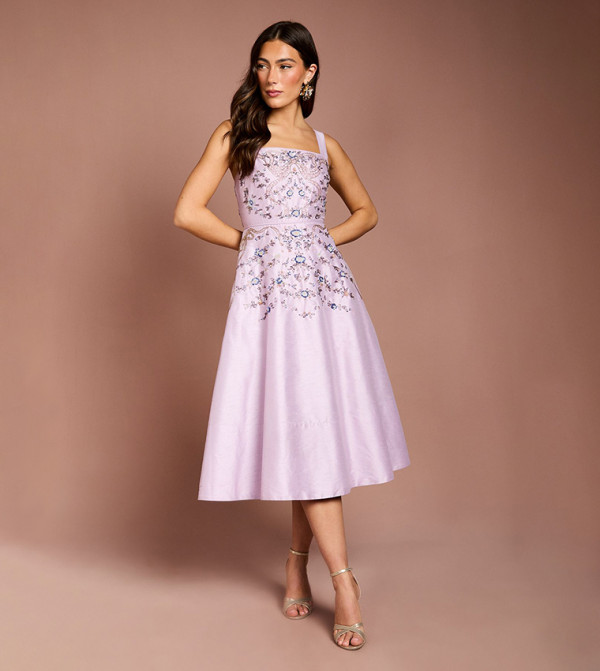 Bow Embellished Strappy Midi Dress