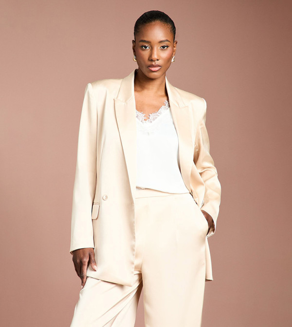 Satin Double Breasted Blazer