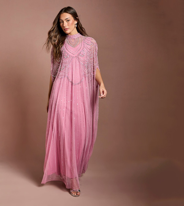 Heavily Embellished Chiffon Maxi Dress