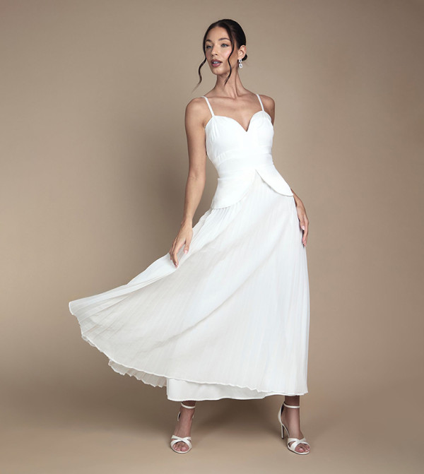 Strappy Crepe Maxi Wedding Dress