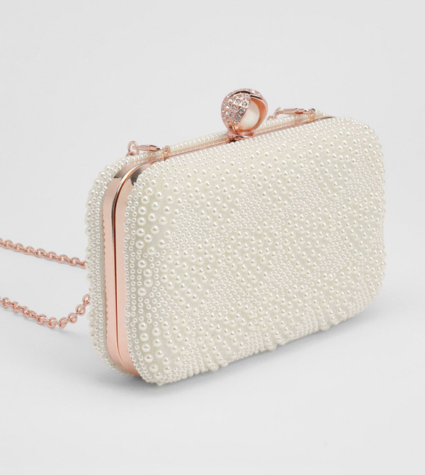 Bridal Amora Love Heart Pearl Detail Clutch Bag