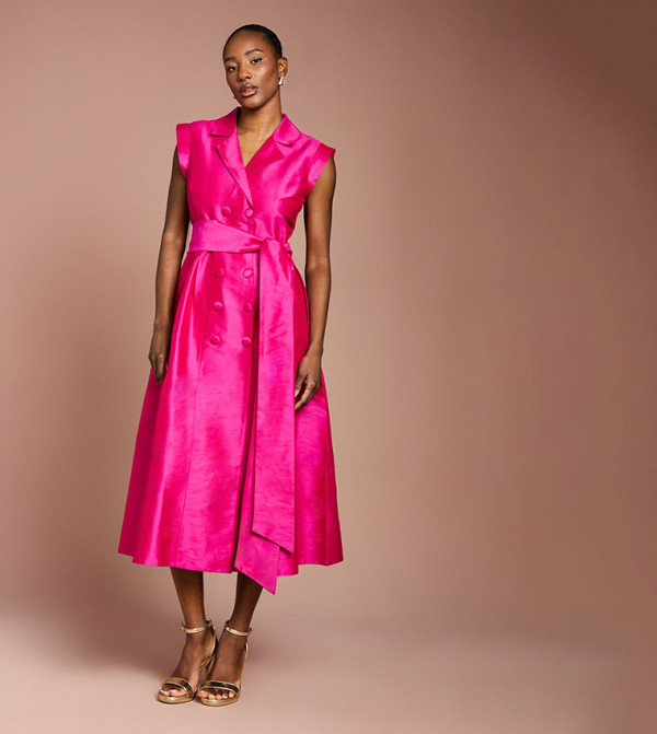 Tailored Sleeveless Shimmer Midi Dress