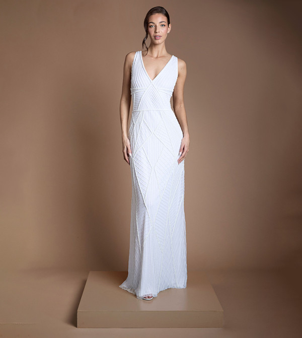 Geometric Beadwork Maxi Wedding Dress
