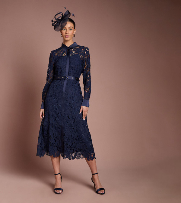 coast navy lace dress Coast Women's Lace Short Sleeve Midi Dress in Navy | Size: 6