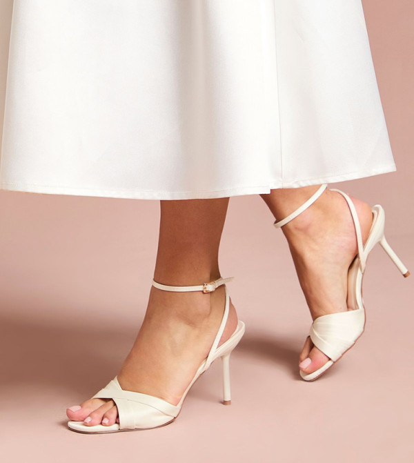 Bridal Bree Satin Cross Over Heel Sandals