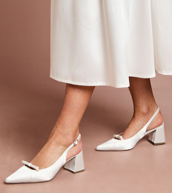 Riley Satin Bow Detail Slingback Pumps