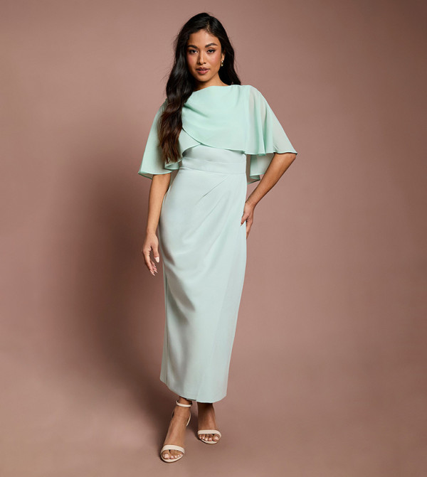 Petite Chiffon Cape Midi Dress
