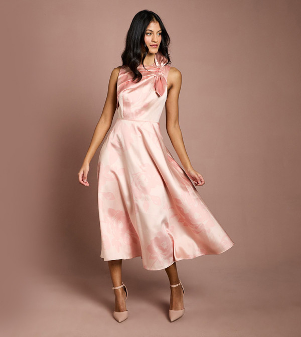 Petite Detail Pleated Midi Dress