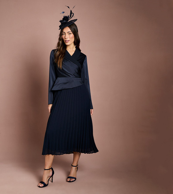 Tailored Pleated Skirt Midi Dress