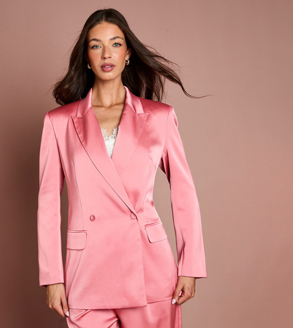 Satin Double Breasted Blazer