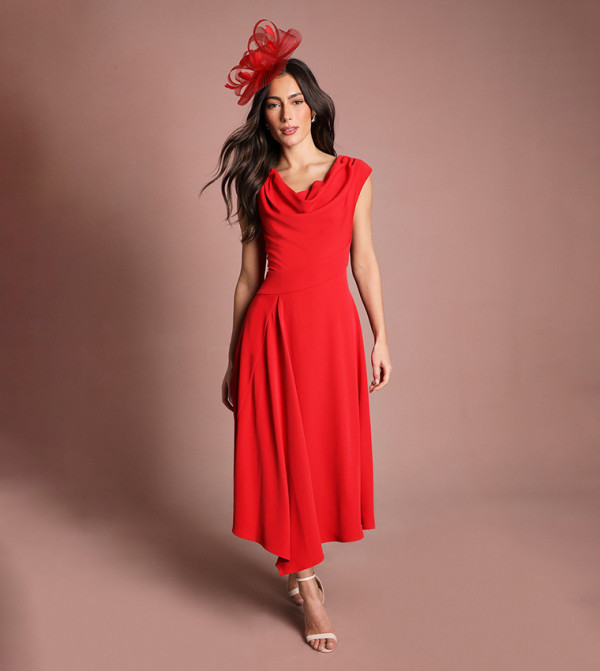 Asymmetric Lightweight Off Shoulder Midi Dress
