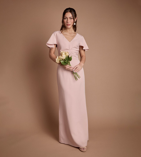 Crepe Fold Detail Bridesmaid Maxi Dress