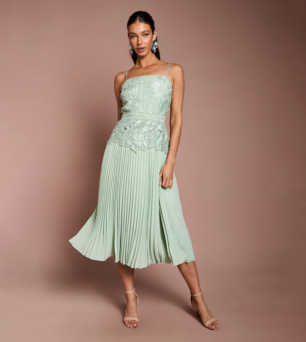ponte and georgette jersey pleated maxi dress Blue KarenMillen Forever Ponte And Georgette Jersey Pleated Maxi Dress
