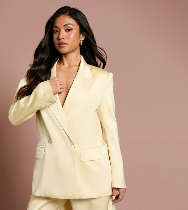 Petite Satin Double Breasted Blazer
