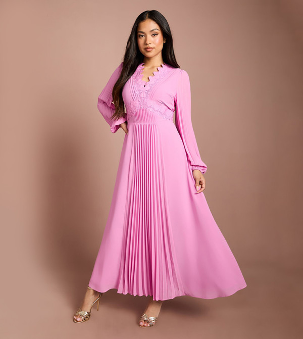 Buy Coast Satin Pleated Wrap Midi Dress In Green | 6thstreet Saudi