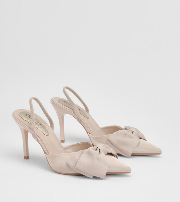 Macey Satin Slingback High Heel Bow Detail Pumps