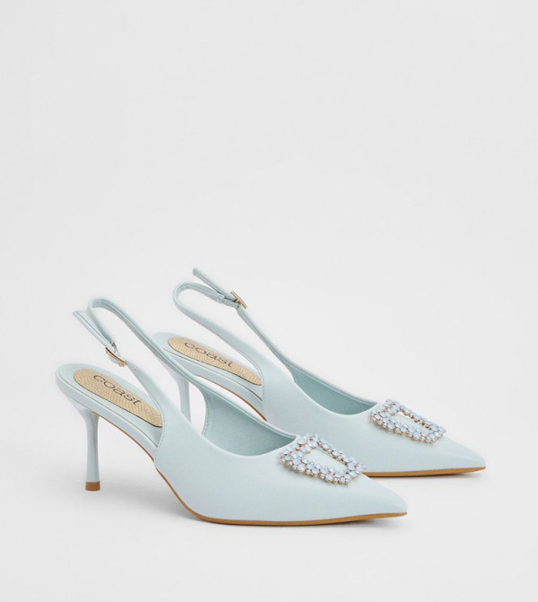 Diana Embellished Faux Leather Stiletto Heel Slingback Pumps