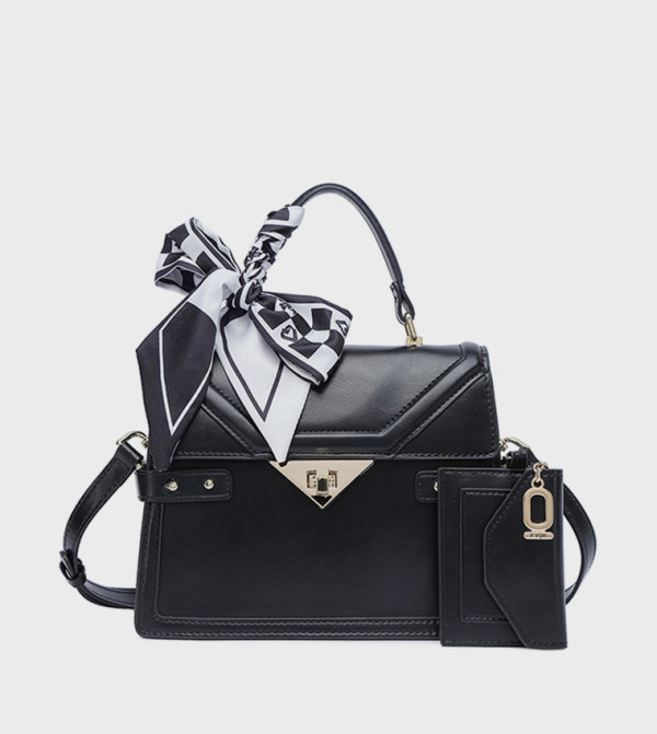 Scarf Detail Flap Handheld Bag