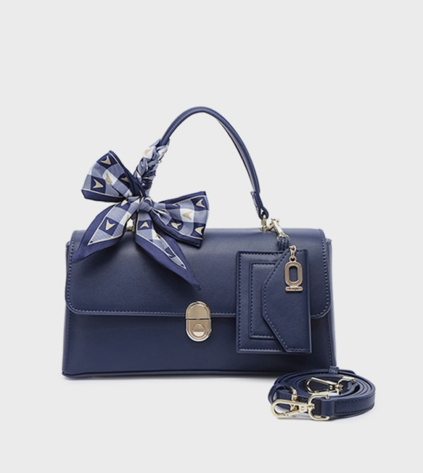 Scarf Detail Top-Handle Bag