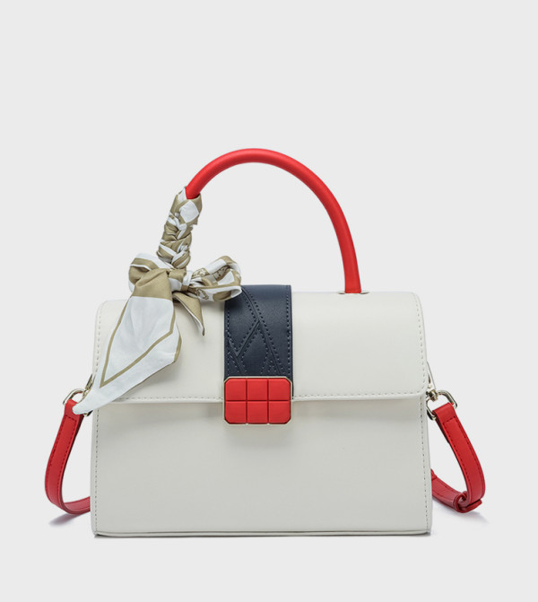 Scarf Detail Top Handle Bag