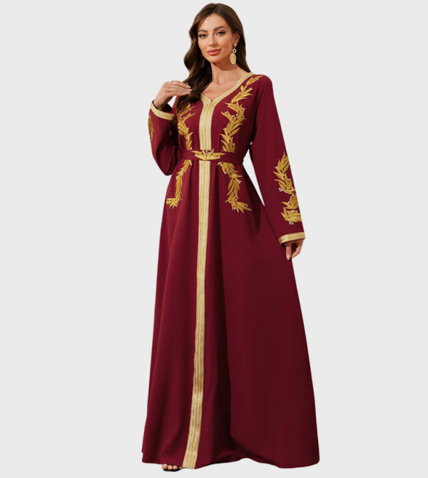 جلابية كم طويل بطبعة ورود 