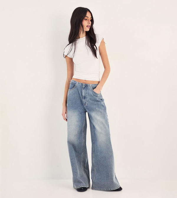 Faded Low Waist Baggy Jeans