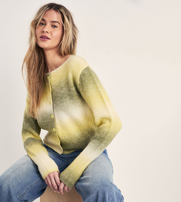 Striped Ombre Knitted Cardigan