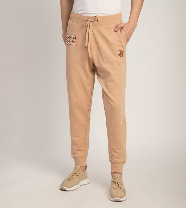 Logo Embroidered Drawstring Waist Joggers