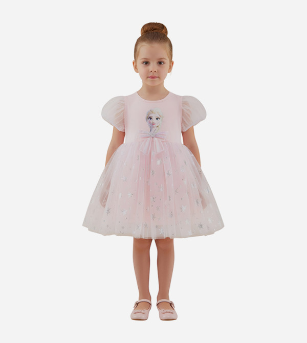 Elsa Sparkling Snow Print Mini Dress