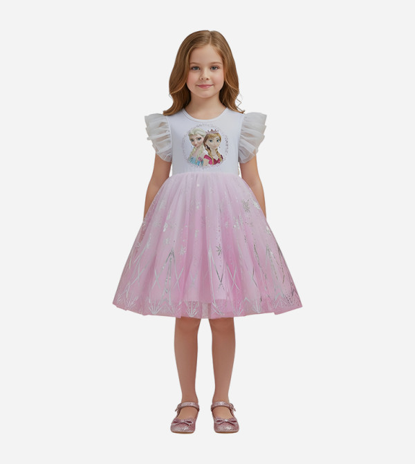 Frozen Snow Whisper Print Mini Dress