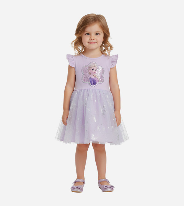 فستان ميني بطبعة وقبة مستديرة 