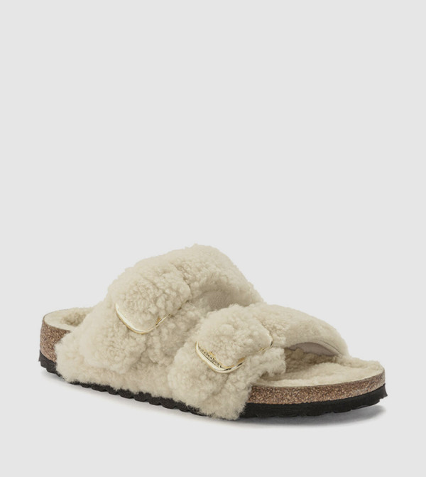 Arizona Big Buckle Shearling Fur Eggshell 